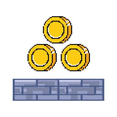 Arcade oyun dünya ve piksel sahne tasarım vektör illüstrasyon