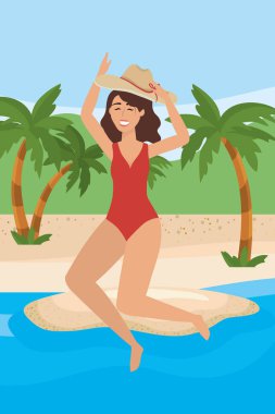 Yüzme giyim tasarımı ile kız