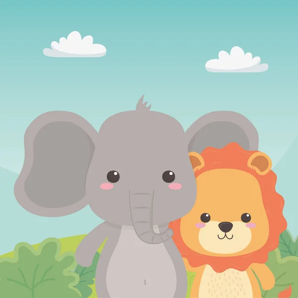 Lion and elephant cartoon design - Stock Image - Everypixel Lion and elephant cartoon design - Stock Image - Everypixel