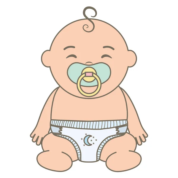 Lindo niño pequeño con chupete — Vector de stock