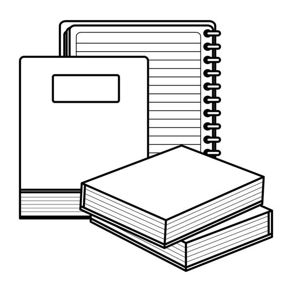 Pile text books school supplies — Stock Vector