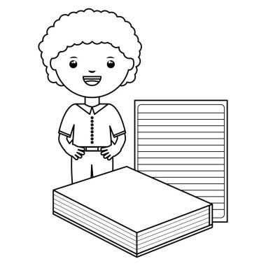 Kitaplar ile sevimli küçük öğrenci çocuk