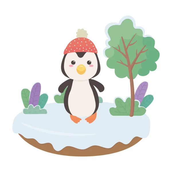 Пингвин мультфильм с дизайном шляпы — стоковый вектор