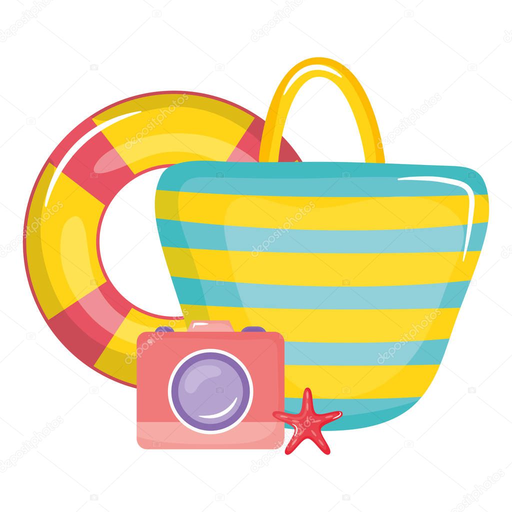 handbag female with float lifeguard and camera