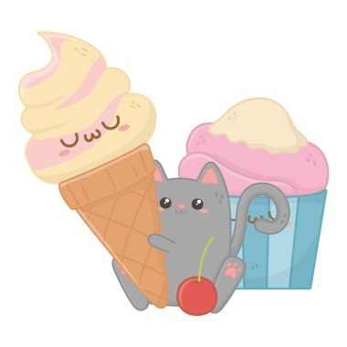 İzole Kawaii karikatür tasarım vektör illüstrasyon