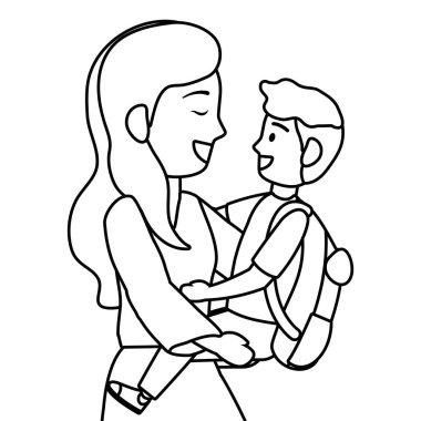 Anne tasarım vektör Illustrator ile okul çocuk çocuk