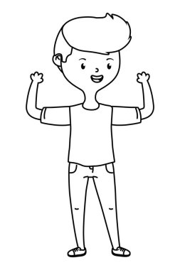 Genç çocuk karikatür tasarım vector Illustrator