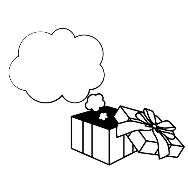 Pop art gift box cartoon in black and white - Stock Image - Everypixel