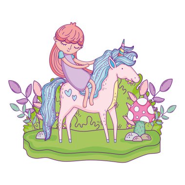 manzara Prenses ile güzel küçük Unicorn