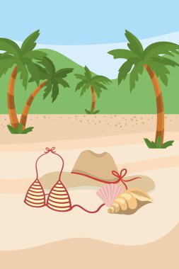 Yaz ve tatil simgesi set tasarım