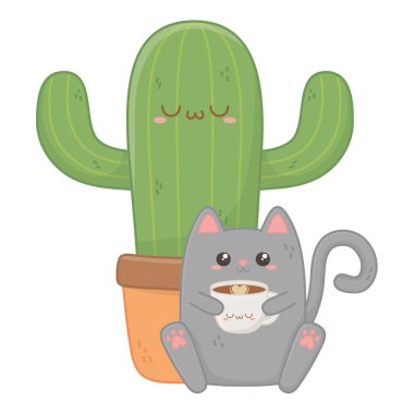 İzole Kawaii karikatür tasarım vektör illüstrasyon