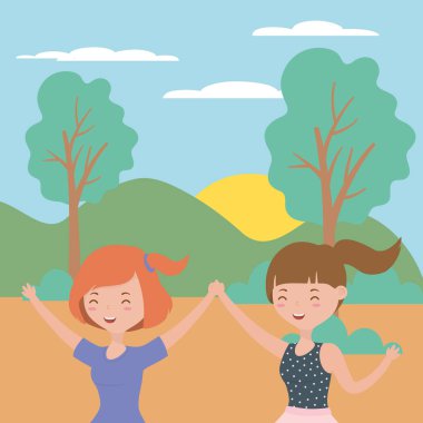 Genç kız karikatür tasarım vektör çizme