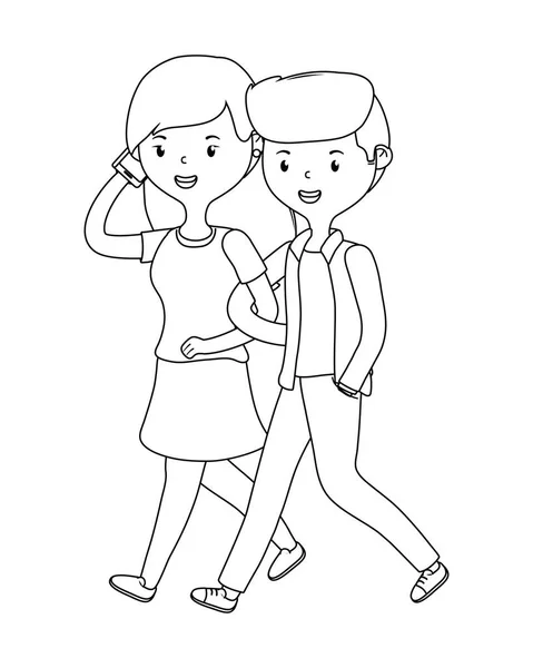 Couple de femme et homme dessin animé design — Image vectorielle