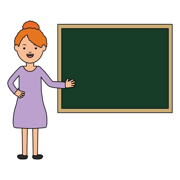 Young female teacher with chalkboard — Stock Vector