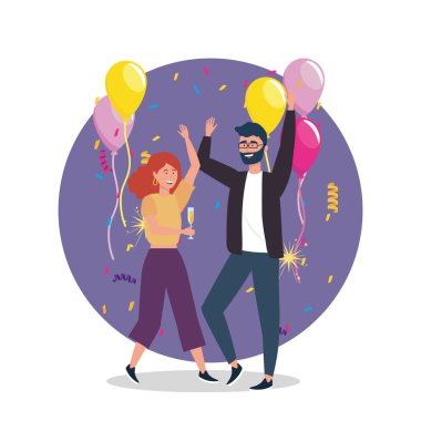 kadın ve erkek balon dekorasyon ile dans