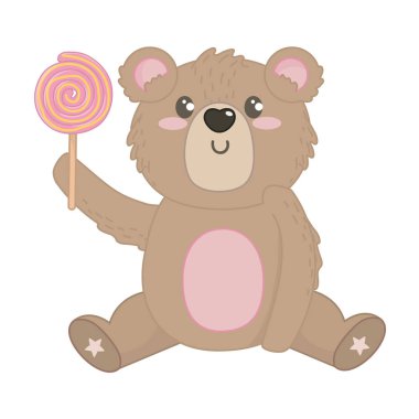 Tatlı gıda tasarımı ile izole ayı karikatür