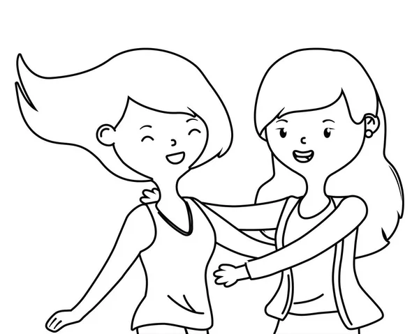 Έφηβος κορίτσια κινούμενα σχέδια σχεδιασμό διανυσματικό εικονογράφο — Διανυσματικό Αρχείο