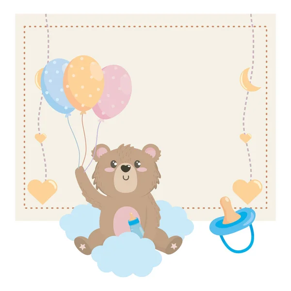 Símbolo de la ducha del bebé y diseño del oso — Vector de stock