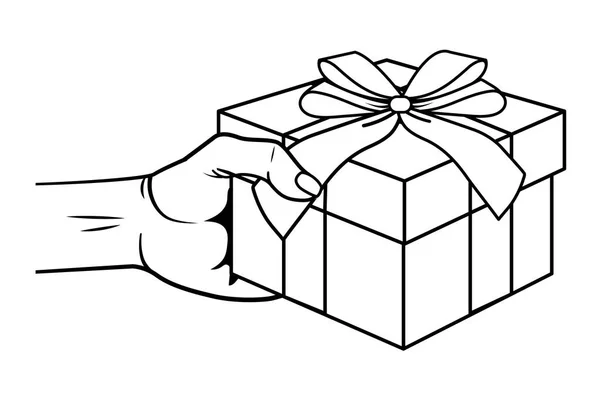 Поп-арт подарочная коробка мультфильма в черно-белом — стоковый вектор