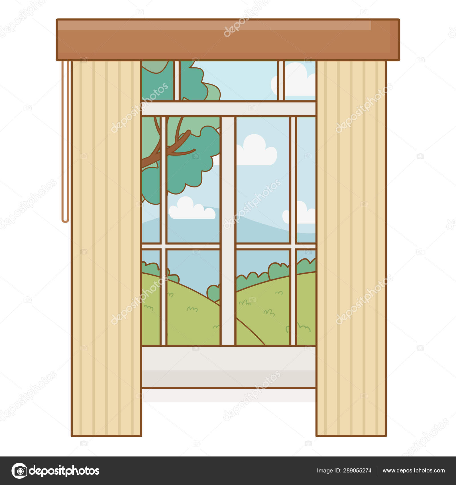 Home Window And Landscape Design Vector Illustrator Stock Vector C Stockgiu 289055274