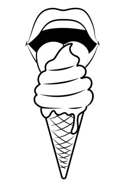 Siyah ve beyaz pop sanat dondurma karikatür