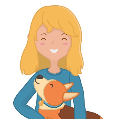 Köpek karikatür tasarımı ile kız