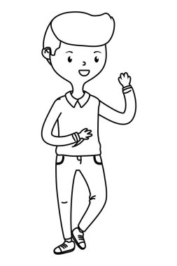 Genç çocuk karikatür tasarım vector Illustrator