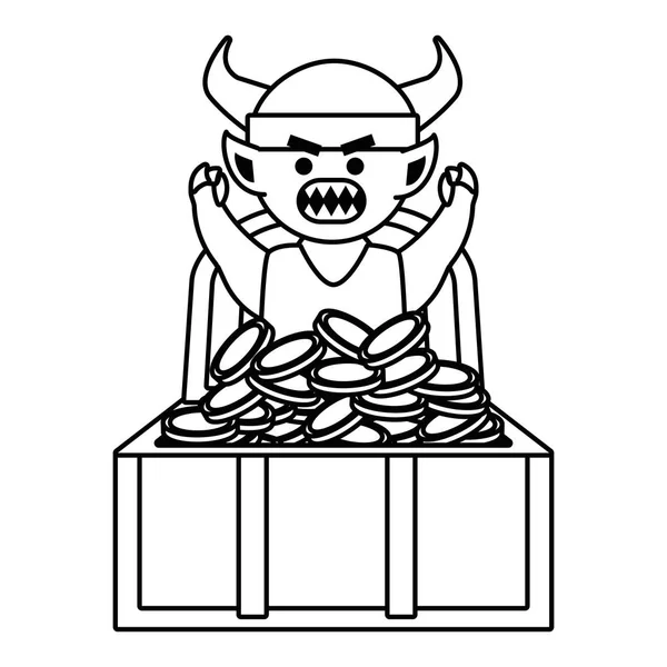 Desenho animado do troll com ilustração vetorial de design de capacete viking — Vetor de Stock