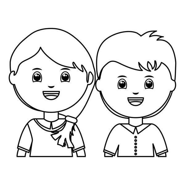 Cute little students couple characters — Stock Vector