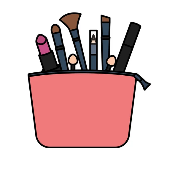 Juego de accesorios de maquillaje en bolsa — Vector de stock