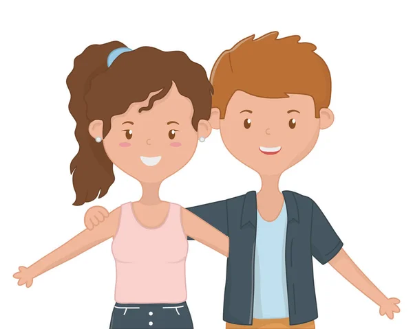 女の子と男の子の友情デザイン — ストックベクタ
