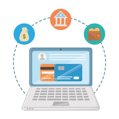 Alışveriş online simge tasarım vektör illüstrasyon