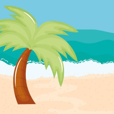 ağaçlar palmiye yaz sahnesi ile plaj deniz manzarası