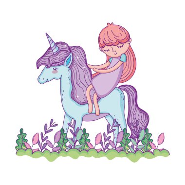 manzara Prenses ile güzel küçük Unicorn