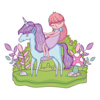 manzara Prenses ile güzel küçük Unicorn