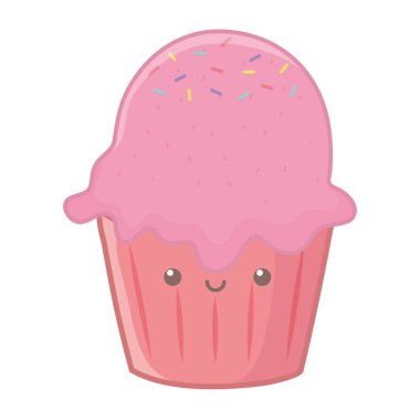 Cupcake tatlı karikatür tasarım vektör illüstrasyon