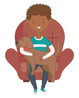 Köpek karikatür tasarımı ile çocuk