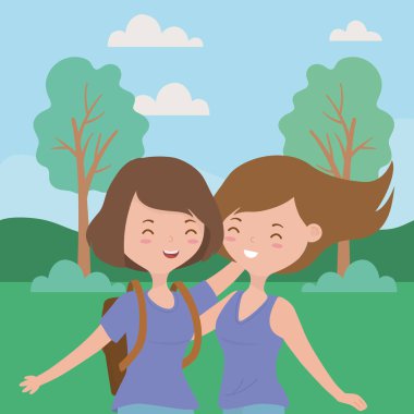 Genç kız karikatür tasarım vektör çizme