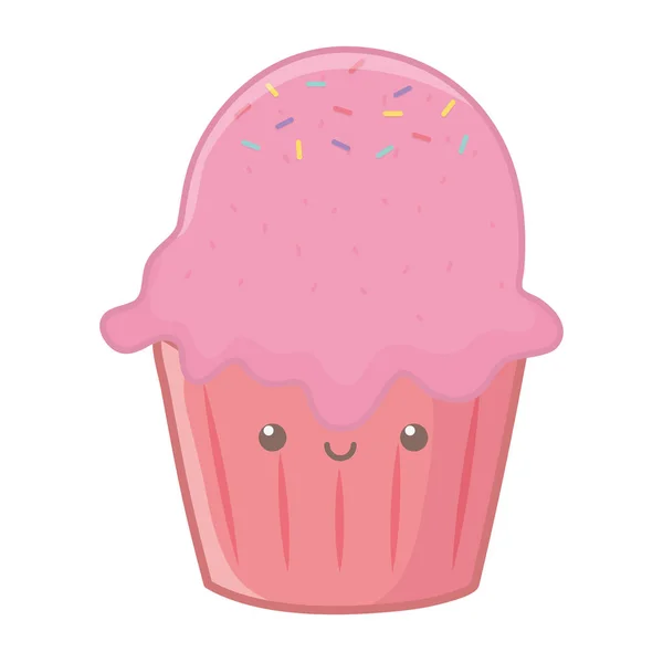 Cupcake dessert cartoon design vector illustration — Stock Vector