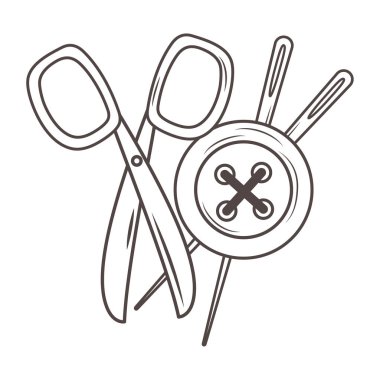 Düğme makas ve terzi dükkan tasarım iğne