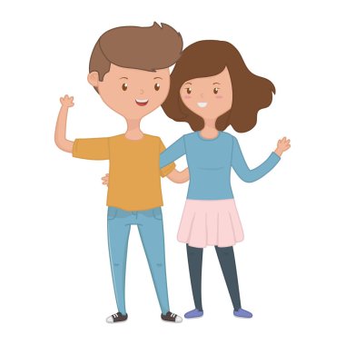 Genç çocuk ve kız karikatür tasarım