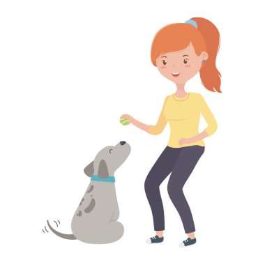 Köpek karikatür tasarımı ile kız