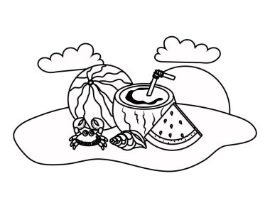 Yaz ve tatil simgesi set tasarım