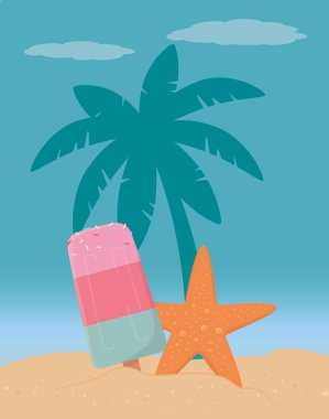 Palmiye ağacı tasarımı, yaz tatil vektör illüstrasyon