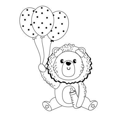 Aslan ve bebek sembolü tasarım duş