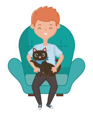Kedi karikatür tasarımı ile çocuk