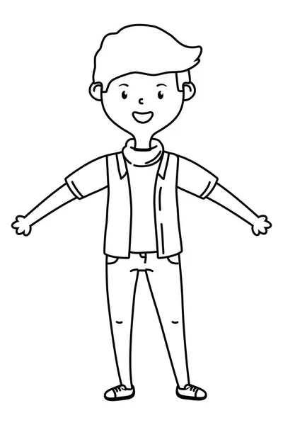 İzole genç çocuk karikatür tasarım — Stok Vektör