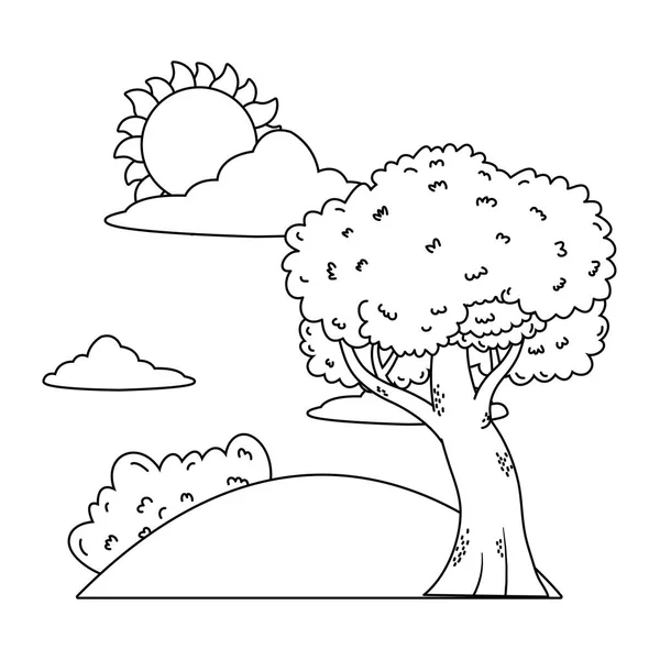 Natureza ao ar livre árvore ambiente desenhos animados —  Vetores de Stock
