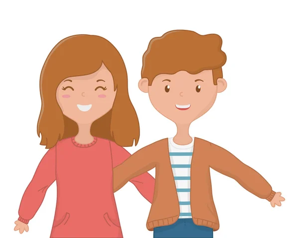 Diseño de Chica y Niño Amistad — Vector de stock