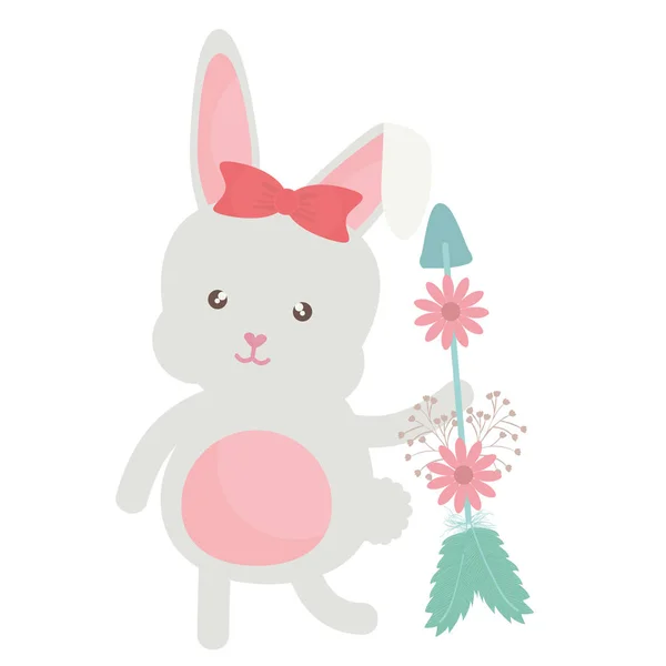 Cute little rabbit with flowers and arrows — Stock Vector